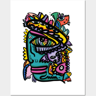 Aztec Mask of Life and Dreams Posters and Art